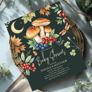 Woodland Mushroom Baby Shower Budget Invitation
