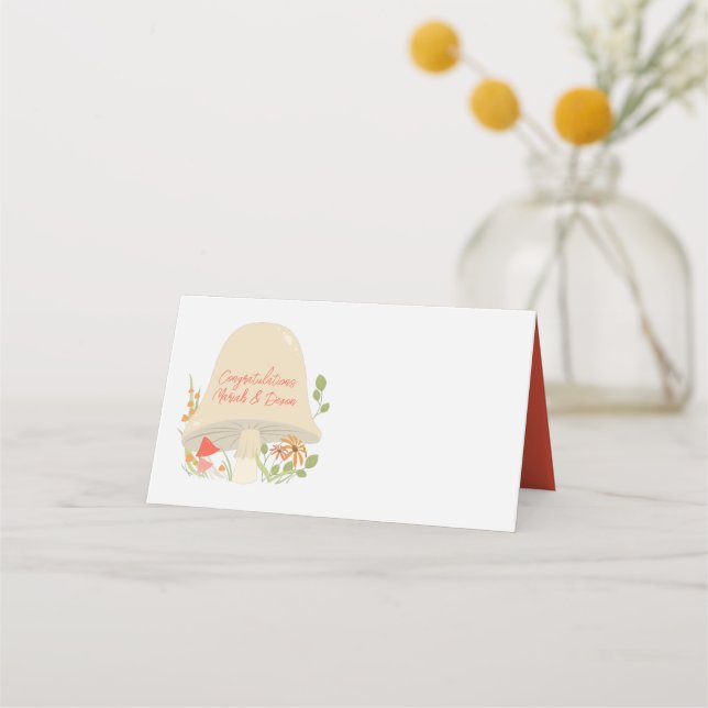 Woodland Mushroom Baby Shower Place Card (Front)