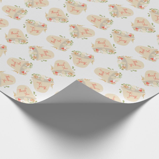 Woodland Mushroom Baby Shower Thank You Wrapping Paper (Corner)