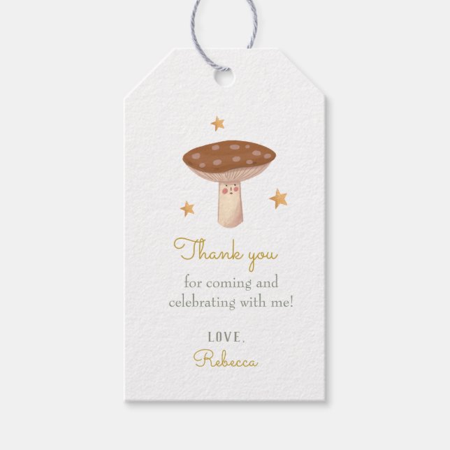 Woodland Mushroom Birthday Gift Tags (Front)