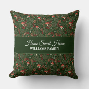 Woodland Mushroom Christmas Family Home Cushion