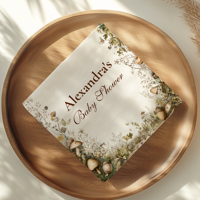 Woodland Mushroom Forest Baby Shower Napkin (Creator Uploaded)