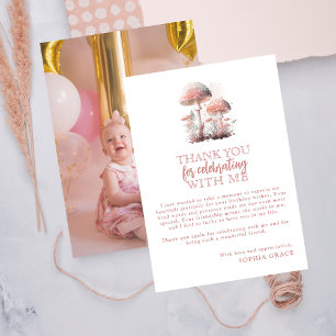 Woodland Mushroom Photo Birthday Thank You Card
