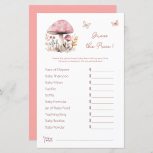 Woodland Mushroom Pink Baby Shower Price Guess
