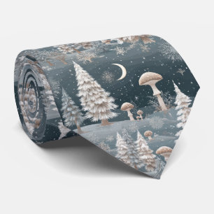 Woodland Mushroom Winter Forest Pattern Tie