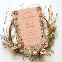 woodland mushrooms wildflowers peach baby shower