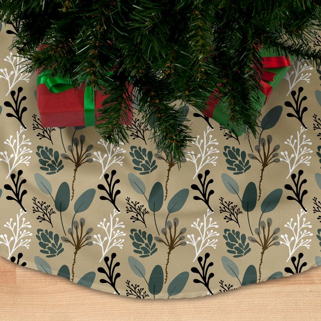 Woodland Muted Earth Tones Foliage Pattern Brushed Polyester Tree Skirt (Creator Uploaded)