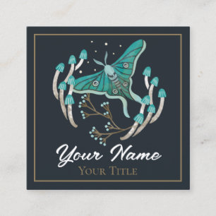 Woodland Night Luna Moth Square Business Card