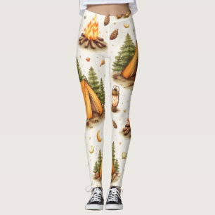 Woodland Nights Camping Pattern Leggings