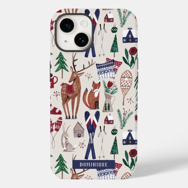 Woodland nordic apres-ski Christmas all-over print Case-Mate iPhone Case (Back)