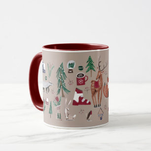 Woodland nordic ski Christmas beige Mug