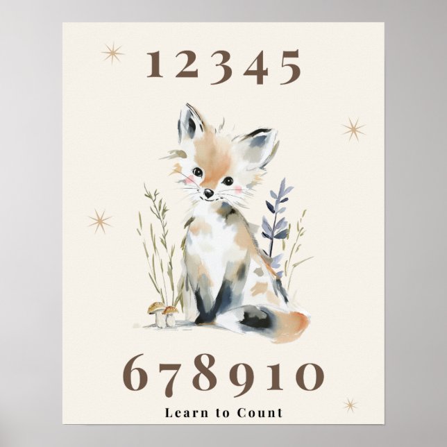 Woodland Number Nursery Print (Front)