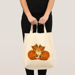 Woodland Nursery Baby Twin Foxes Tote Bag