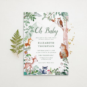 Woodland Oh Baby Enchanted Woods Cute Baby Shower Invitation