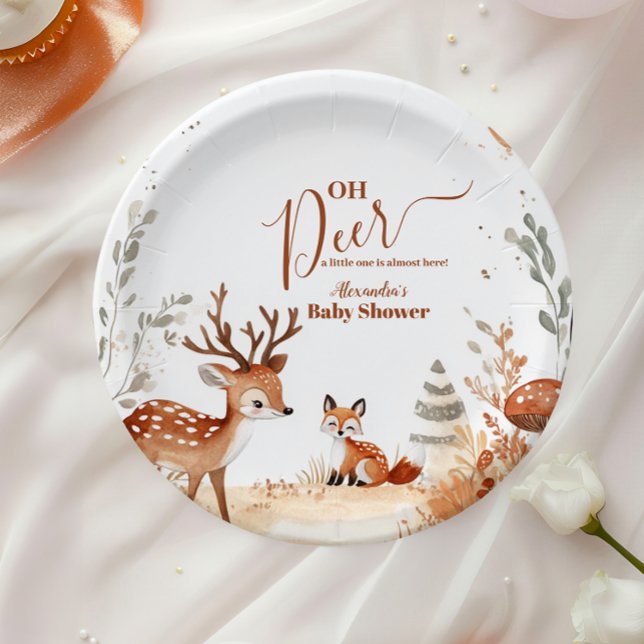 Woodland Oh Deer Forest  Baby Shower Paper Plate (Creator Uploaded)