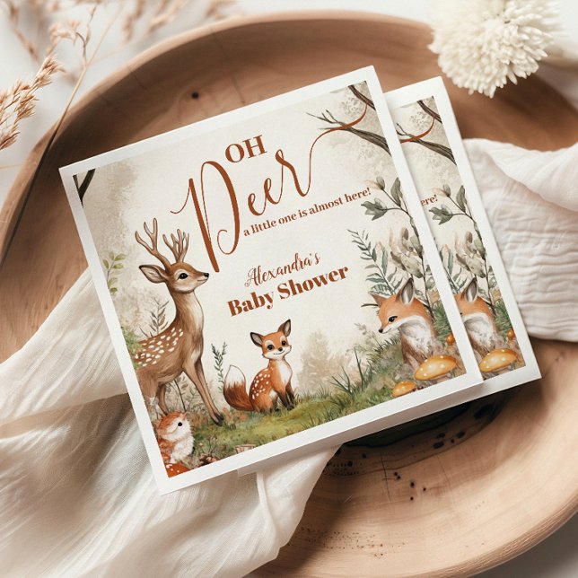 Woodland Oh Deer Theme Baby Shower Napkin (Creator Uploaded)