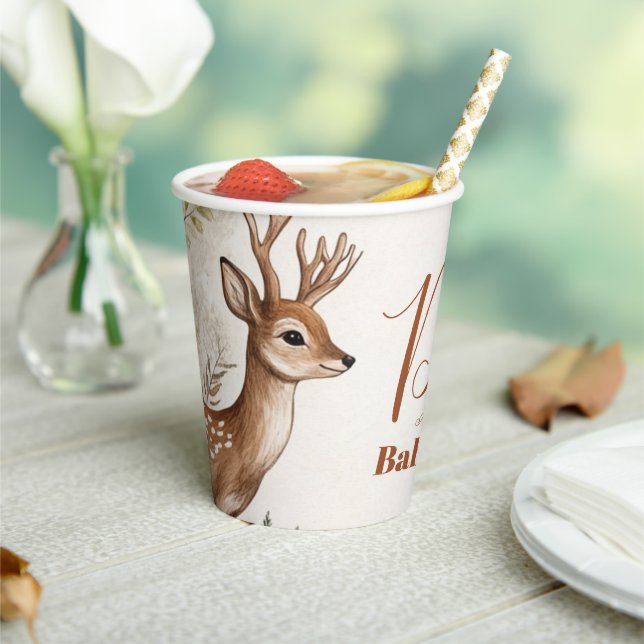 Woodland Oh Deer Theme Baby Shower Paper Cups (Insitu)