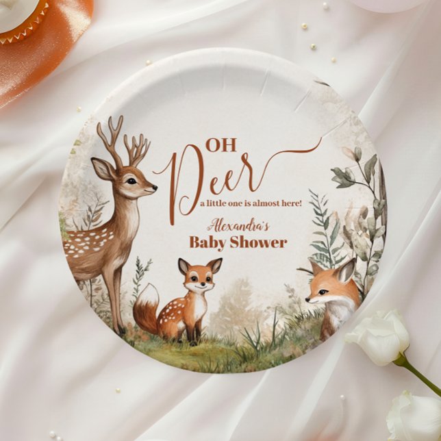 Woodland Oh Deer Theme Baby Shower Paper Plate (Creator Uploaded)