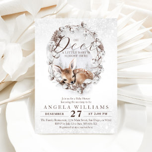 Woodland Oh Deer Winter Baby Shower Invitation
