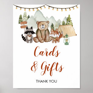 Woodland One Happy Camper 1st Birthday Cards Gifts Poster