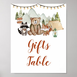 Woodland One Happy Camper 1st Birthday Gifts Table Poster