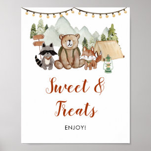 Woodland One Happy Camper 1st Birthday Sweet Treat Poster