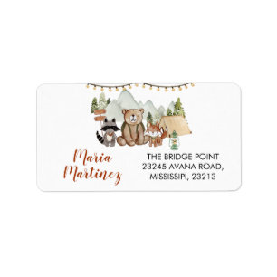 Woodland One Happy Camper First Birthday Address Label