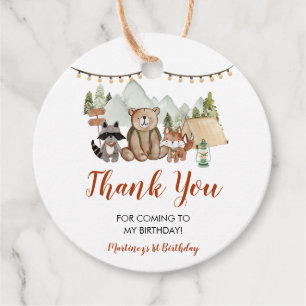 Woodland One Happy Camper First Birthday Favor Favour Tags