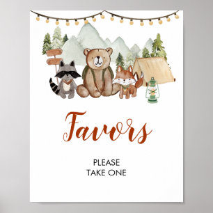 Woodland One Happy Camper First Birthday Favours Poster