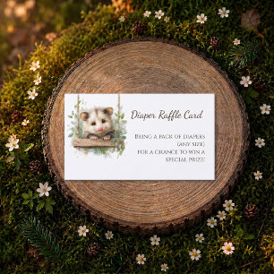 Woodland Opossum Baby Shower • Diaper Raffle Business Card