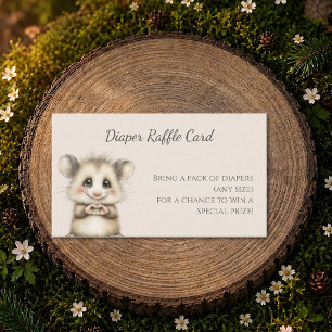 Woodland Opossum Baby Shower • Diaper Raffle Card