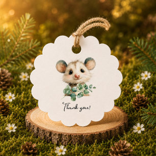 Woodland Opossum Baby Shower • Neutral Favour Tags