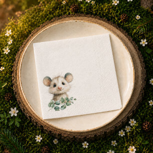 Woodland Opossum Baby Shower • Neutral Napkin
