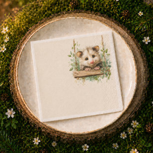 Woodland Opossum Baby Shower • Neutral Napkin