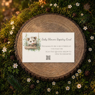 Woodland Opossum Baby Shower • Registry Card