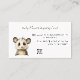 Woodland Opossum Baby Shower • Registry Card
