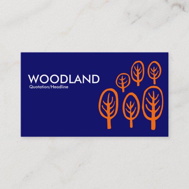 Woodland - Orange on Dark Blue Business Card (Front)