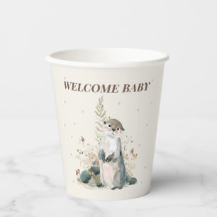 Woodland Otter Welcome Baby Paper cups