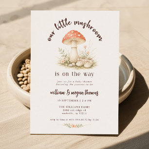 Woodland Our Little Mushroom Baby Shower Invitation
