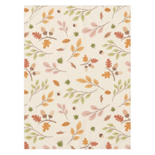 Woodland Owl Autumn Theme Neutral Background Tablecloth