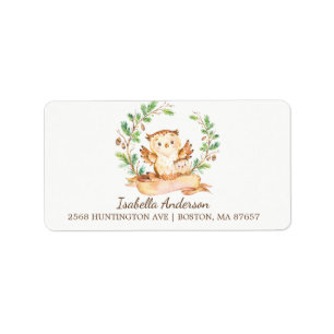 Woodland Owl Baby Shower Address Label