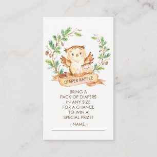 Woodland Owl Baby Shower Diaper Raffle Ticket Enclosure Card