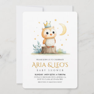 Woodland Owl Baby Shower Invitation 