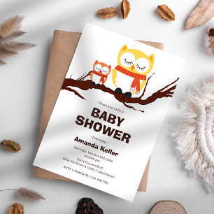 Woodland Owl Baby Shower Invitation