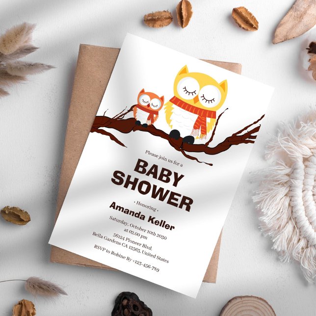 Woodland Owl Baby Shower Invitation (Creator Uploaded)