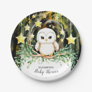 Woodland Owl Baby Shower Paper Plate