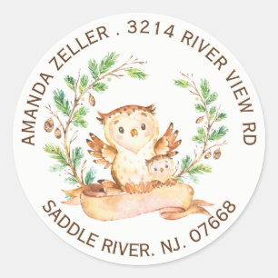 Woodland Owl Baby Shower Return Address Label