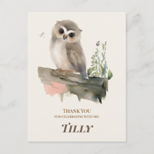 Woodland Owl Birthday Thank You Card