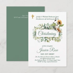 Woodland Owl Christening Invites Baptism 