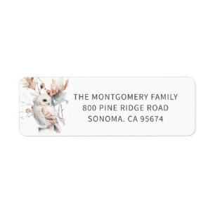 Woodland Owl Christmas Return Address Label